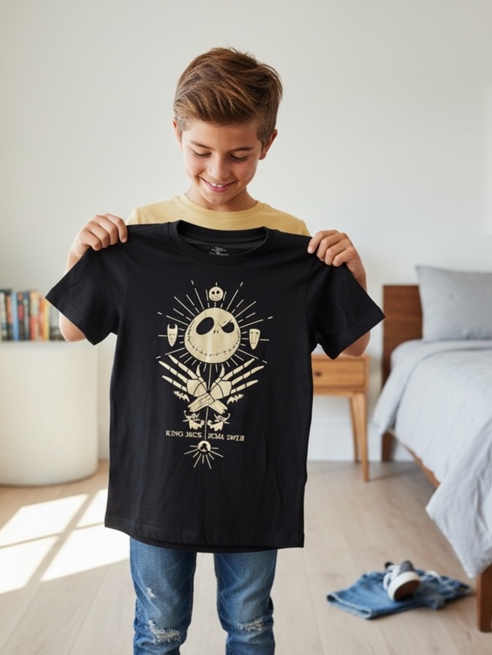 Disney Black Tee with Cream Jack Skellington Graphic